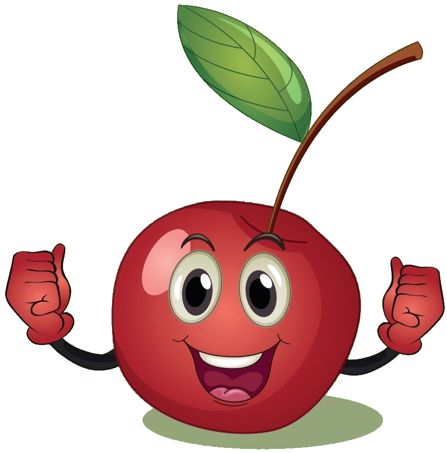 Vrolijke kersenmascotte van Kersenbedrijf Schaepkens